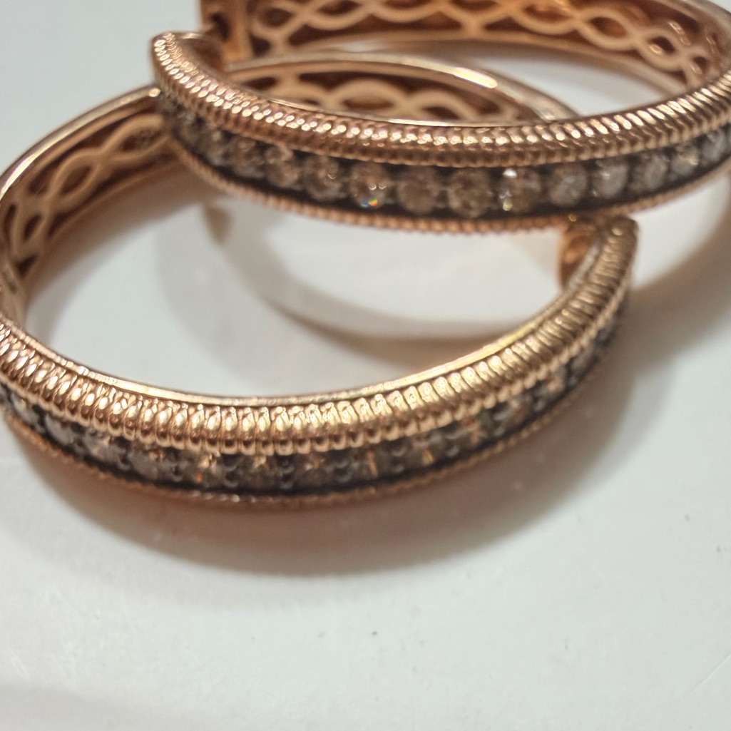 Le Vian Diamond Hoop Earrings Strawberry Gold